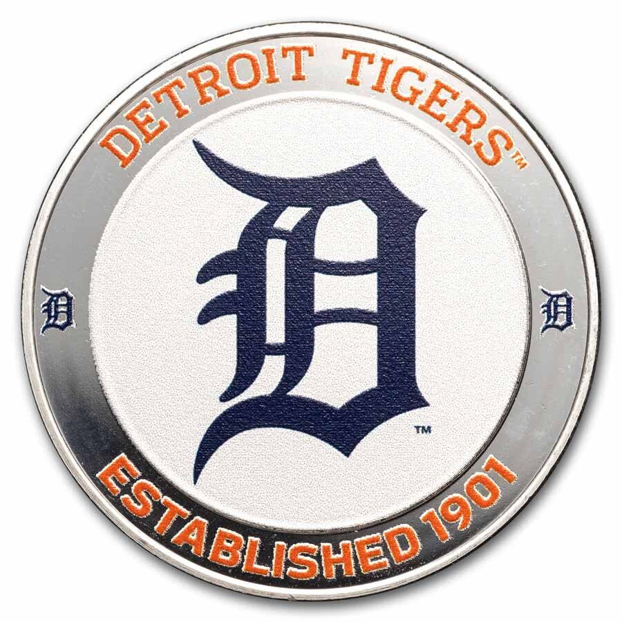 MLB Detroit Tigers 1 oz Silver Colorized Round (w/ Box)