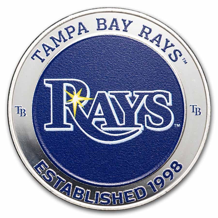 MLB Tampa Bay Rays 1 oz Silver Colorized Round (w/ Box)