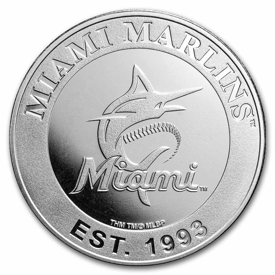 MLB Miami Marlins 1 oz Silver Round (w/Box)
