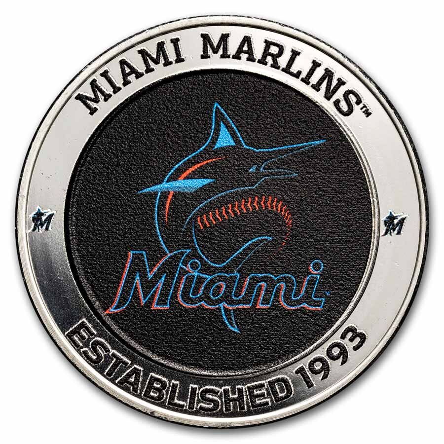 MLB Miami Marlins 1 oz Silver Colorized Round (w/ Box)