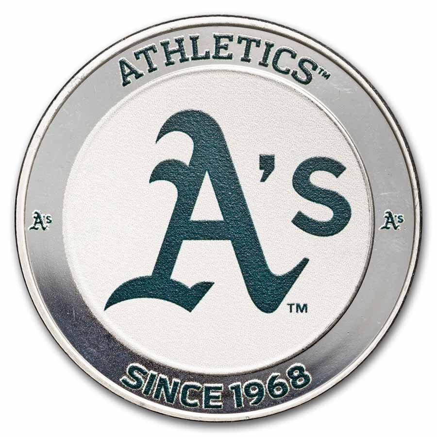 MLB The Athletics 1 oz Silver Colorized Round (w/ Box)