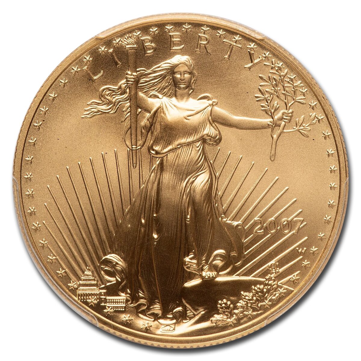 2007-W 1 oz Burnished Gold Eagle SP-70 PCGS