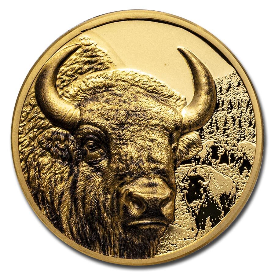 2025 Mongolia 1 oz Gold Proof Wild Mongolia Bison (Box & COA)