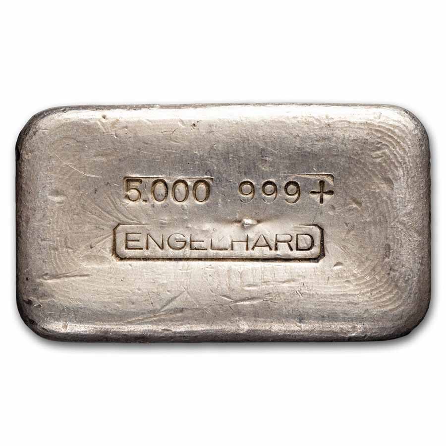 5 oz Silver Bar - Engelhard (4th Series, Cast, No Serial #)