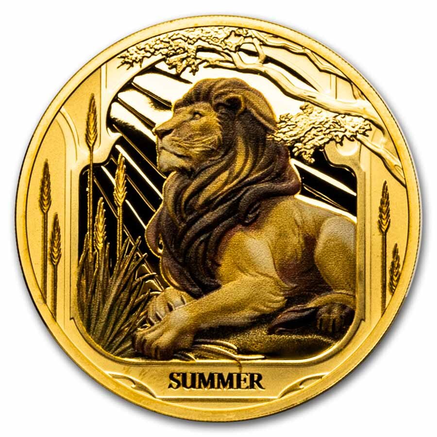 2025 Niue 1 oz Gold Proof Summer; Lion (with Box & COA)
