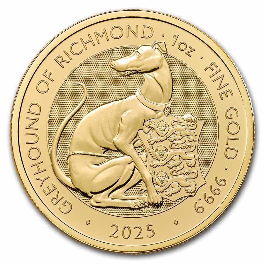 2025 GB 1 oz Gold The Royal Tudor Beasts Greyhound of Richmond BU