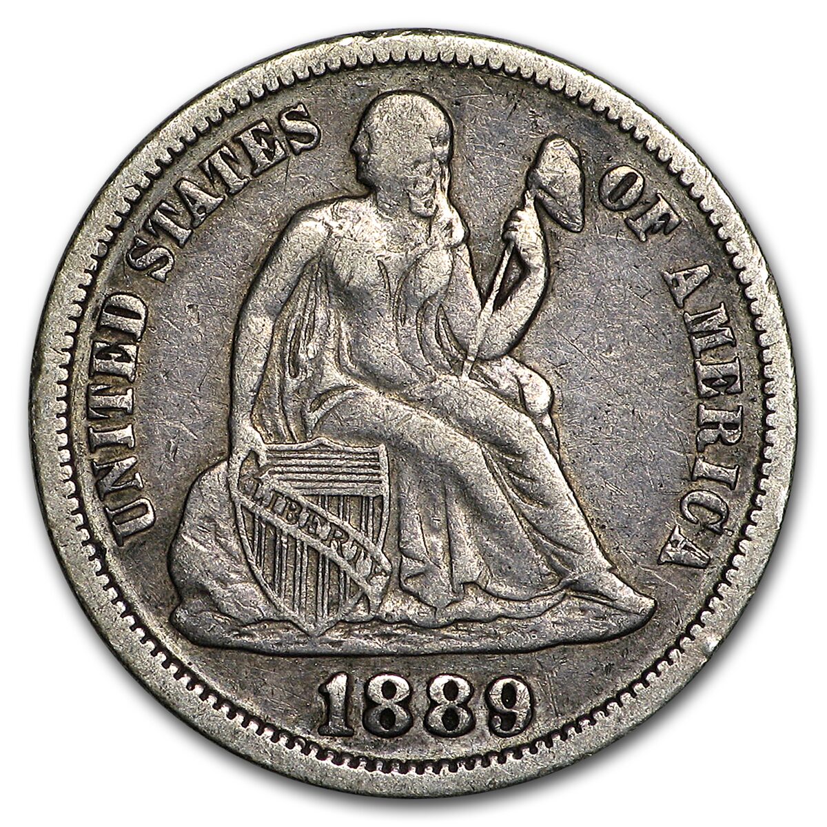 1889 Liberty Seated Dime VF