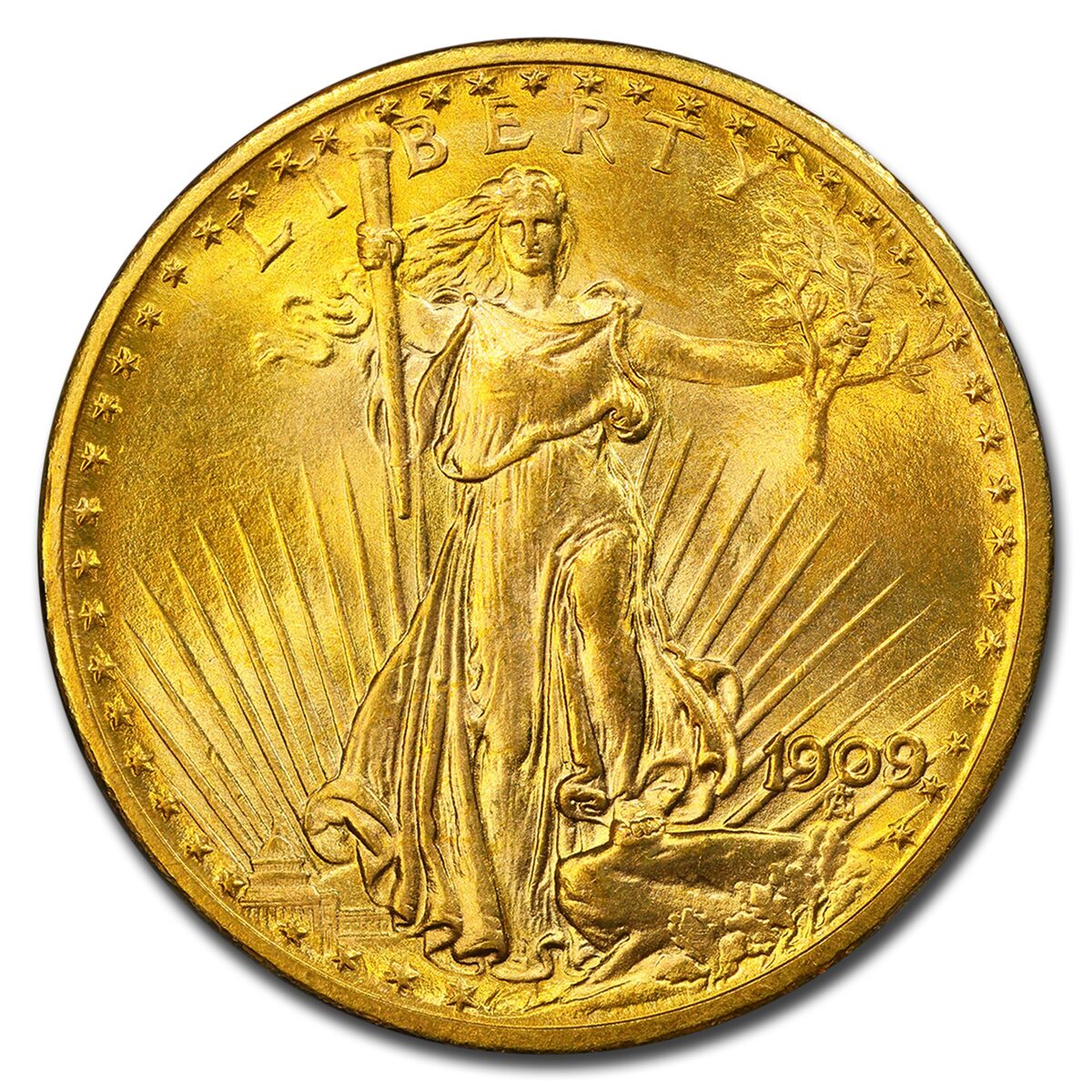 1909/8 $20 Saint-Gaudens Gold Double Eagle MS-65 PCGS