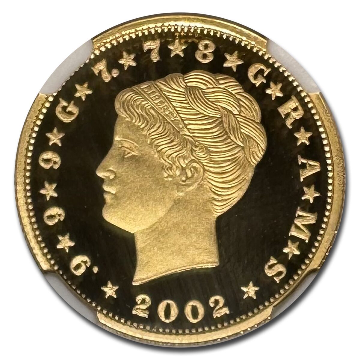 2002 Liberia Gold 40 Dollars Stella PF-70 NGC (Coiled Hair)