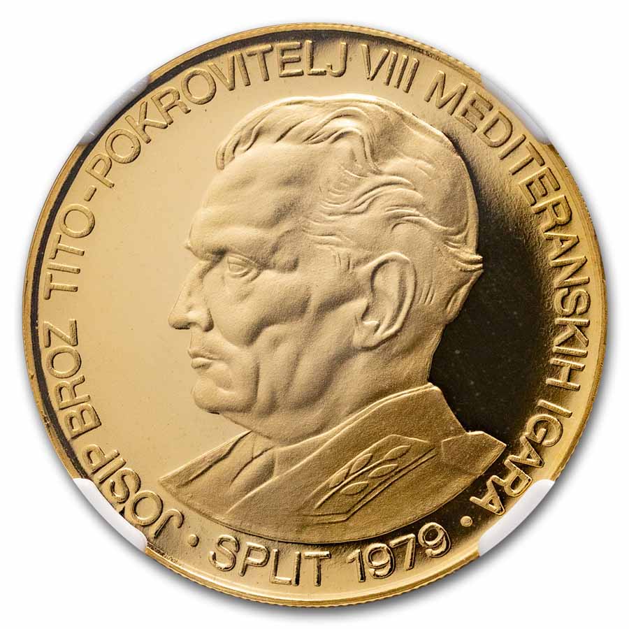 1978 Yugoslavia Proof Gold 2500 Dinara Mediterrn. Games PF-68 NGC