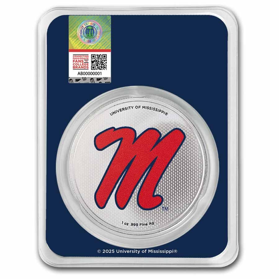 University of Mississippi 1 oz Silver Colorized Round (in TEP)