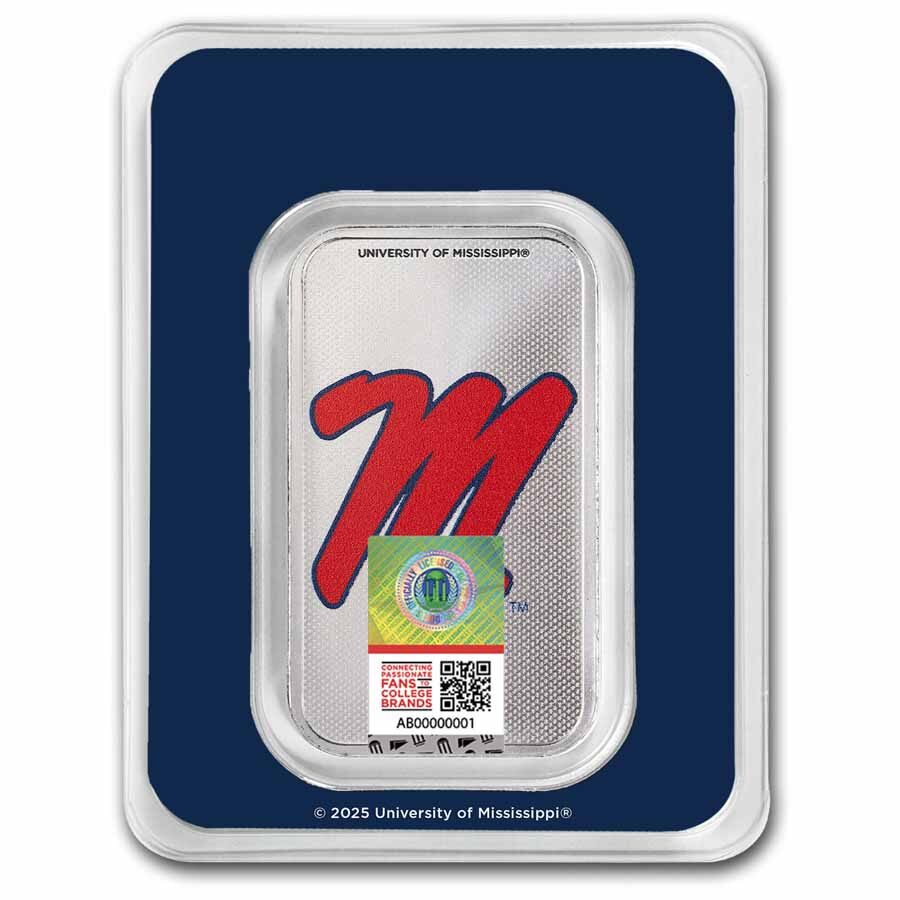 University of Mississippi 1 oz Silver Colorized Bar (in TEP)
