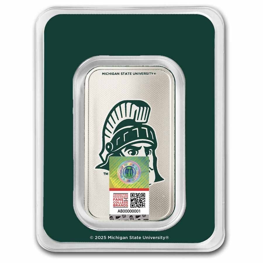 Michigan State University 1 oz Silver Colorized Bar (in TEP)