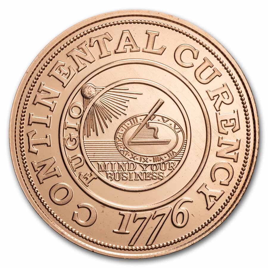 1 oz Copper Round - 1776 Continental Currency Dollar Coin