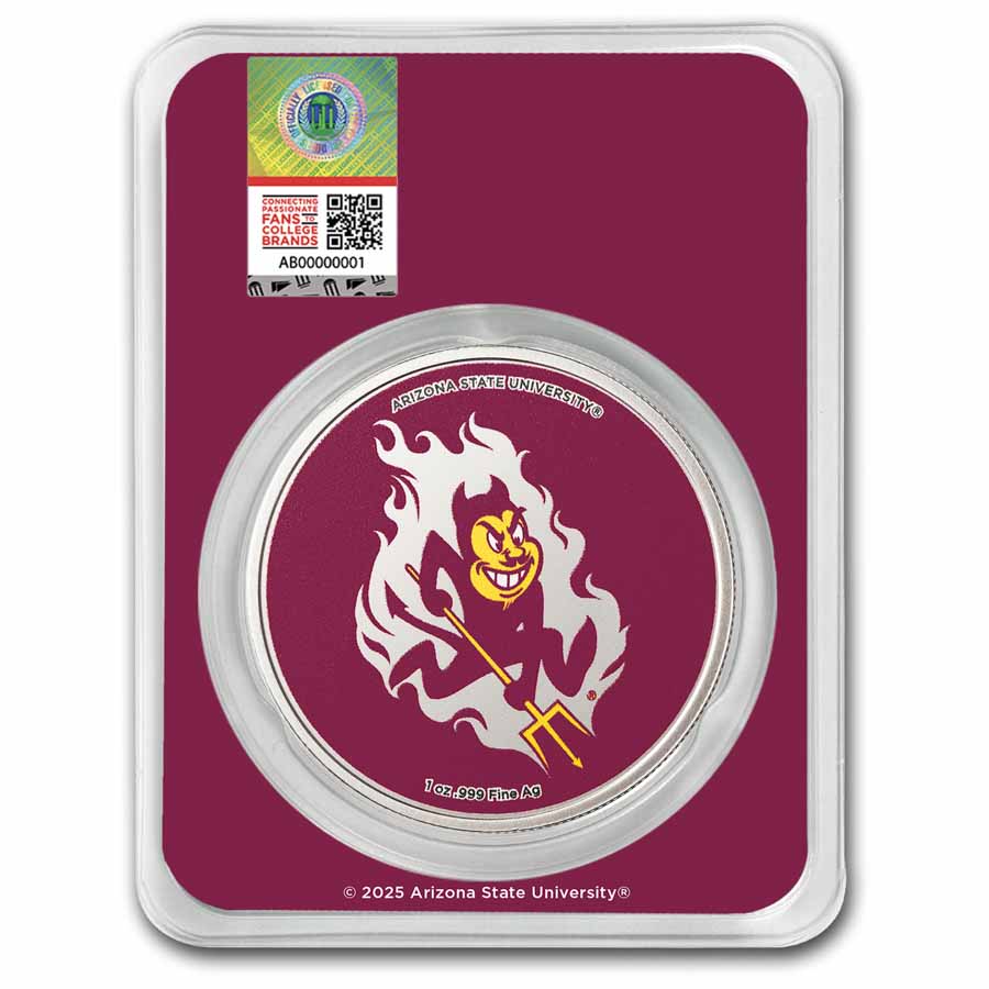 Arizona State University 1 oz Silver Colorized Round (in TEP)