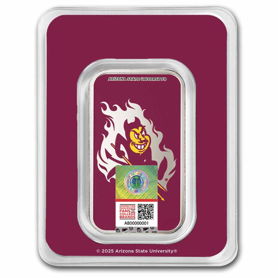 Arizona State University 1 oz Silver Colorized Bar (in TEP)