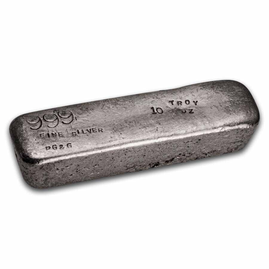 10 oz Silver Bar - Vintage PG&G (Prospectors Gold & Gems)