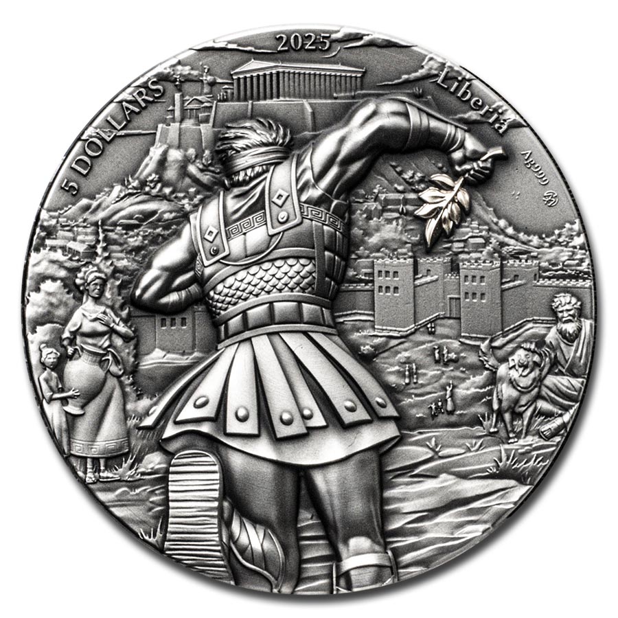 2025 Liberia 2 oz Silver Antique History of Marathon (Box & COA)