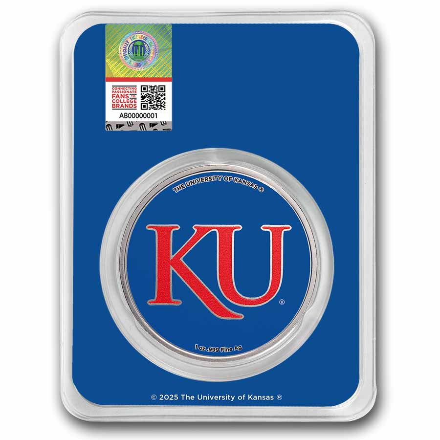 University of Kansas 1 oz Silver Colorized Round (in TEP)