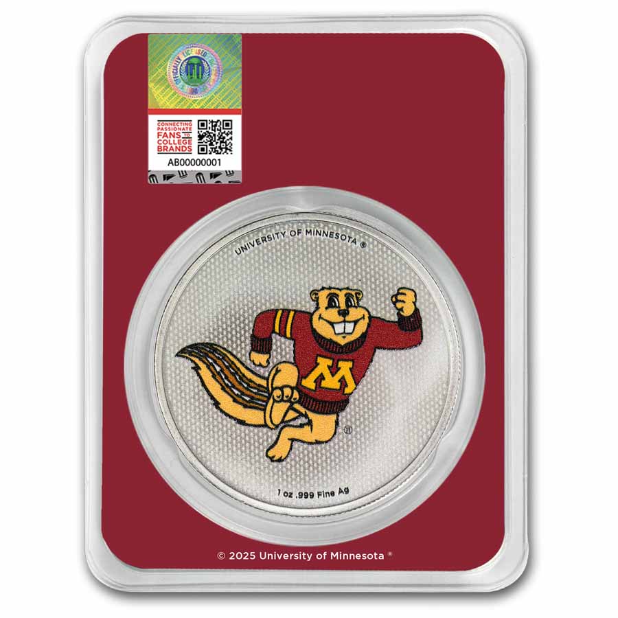University of Minnesota 1 oz Silver Colorized Round (in TEP)