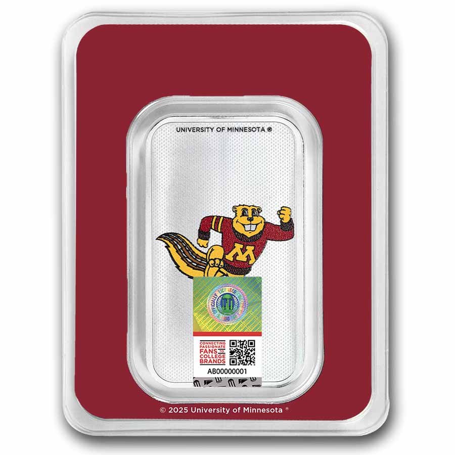 University of Minnesota 1 oz Silver Colorized Bar (in TEP)