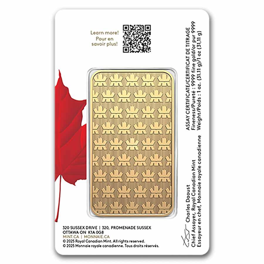 1 oz Gold Bar - Royal Canadian Mint (Red Maple Assay)