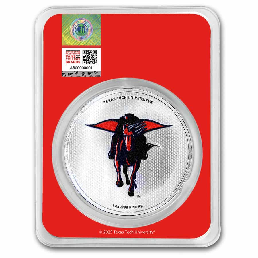 Texas Tech University 1 oz Silver Colorized Round (in TEP)