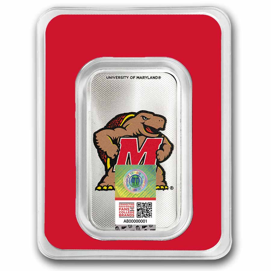 University of Maryland 1 oz Silver Colorized Bar (in TEP)