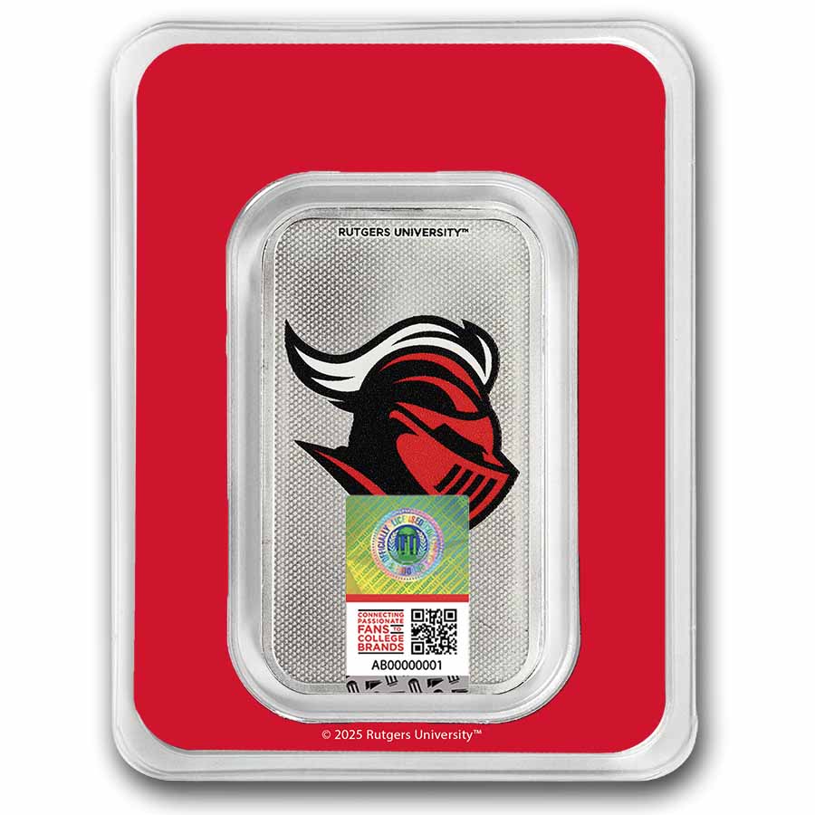 Rutgers University 1 oz Silver Colorized Bar (in TEP)