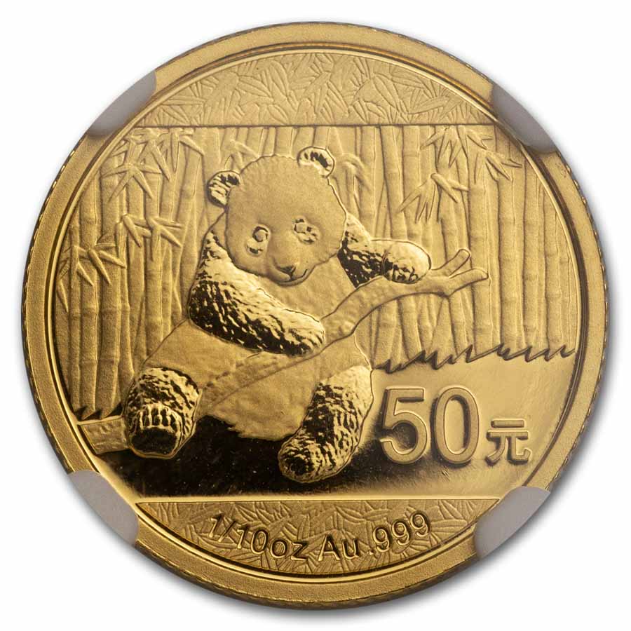 2014 China 1/10 oz Gold Panda MS-69 NGC