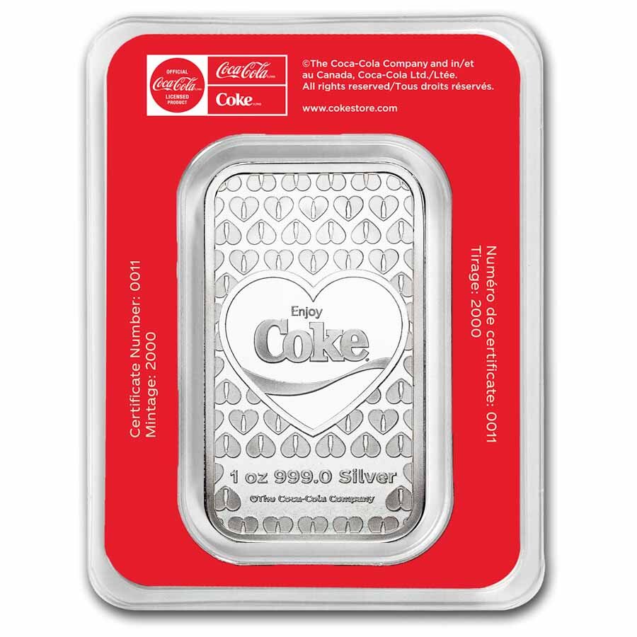 Coca-Cola® 1 oz Silver Enjoy Coke® Colorized Bar (in TEP)