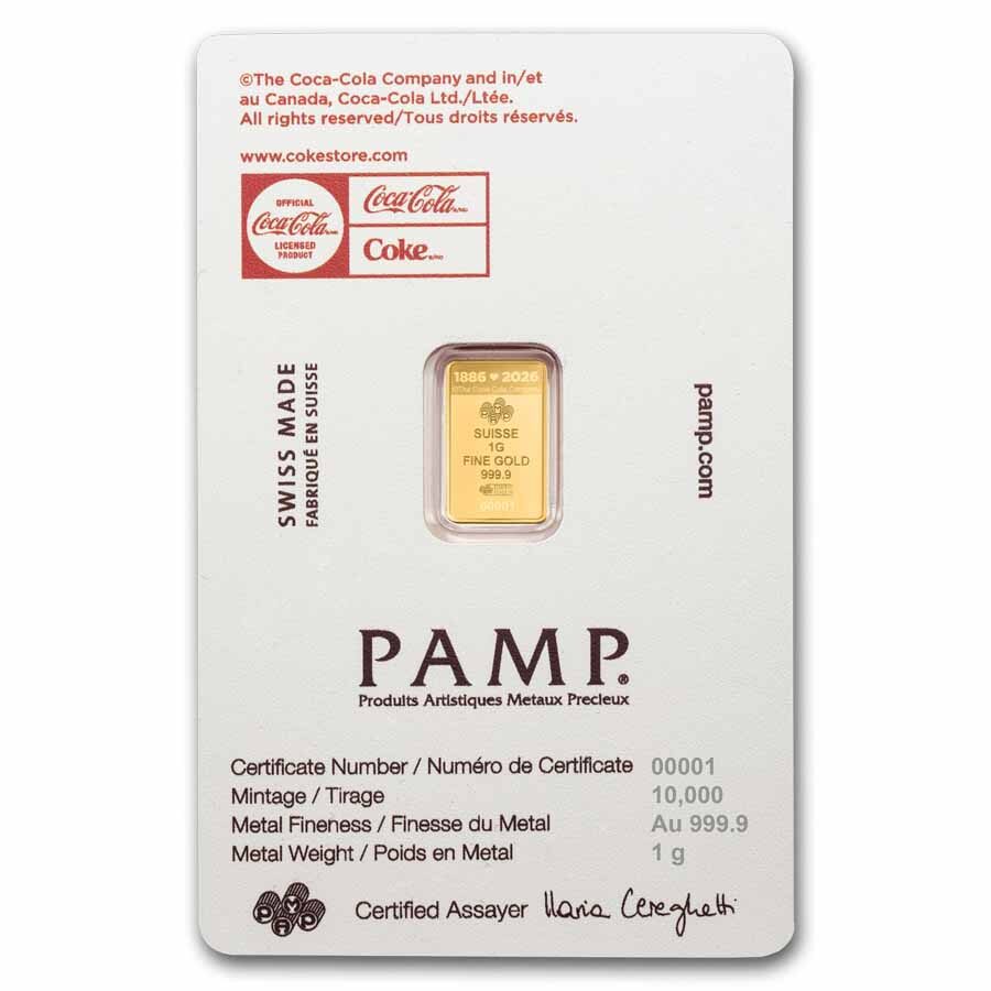 1 gram Gold Bar in TEP - PAMP Love Coca-Cola®