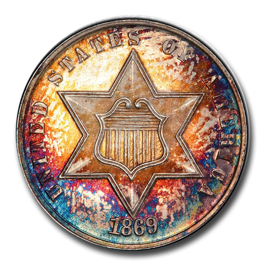 1869/8 Three Cent Silver MS-67 PCGS