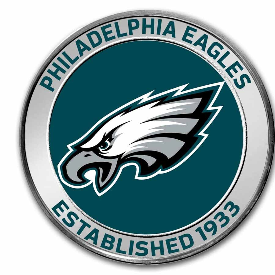 NFL Philadelphia Eagles 1 oz Silver Colorized Round (w/Box)