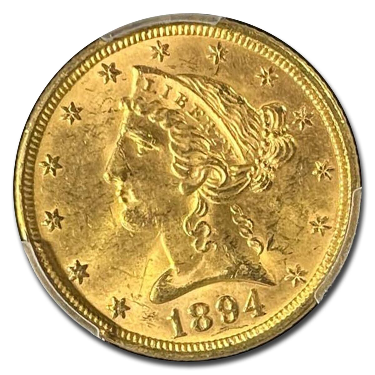 1894 $5 Liberty Gold Half Eagle MS-64+ PCGS CAC