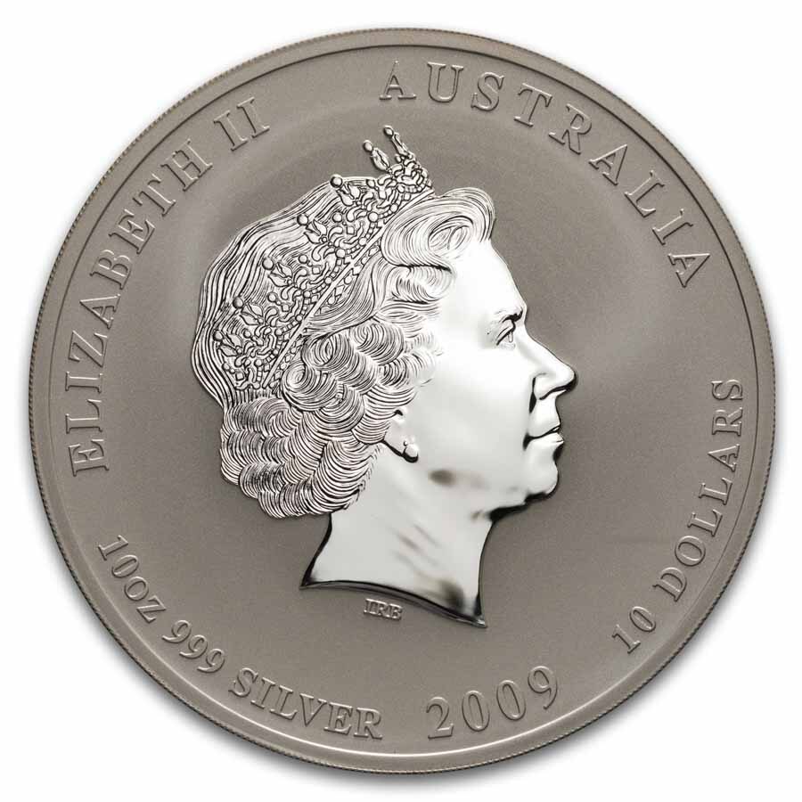 2009 Australia 10 oz Silver Colorized Year of the Ox BU (SII)