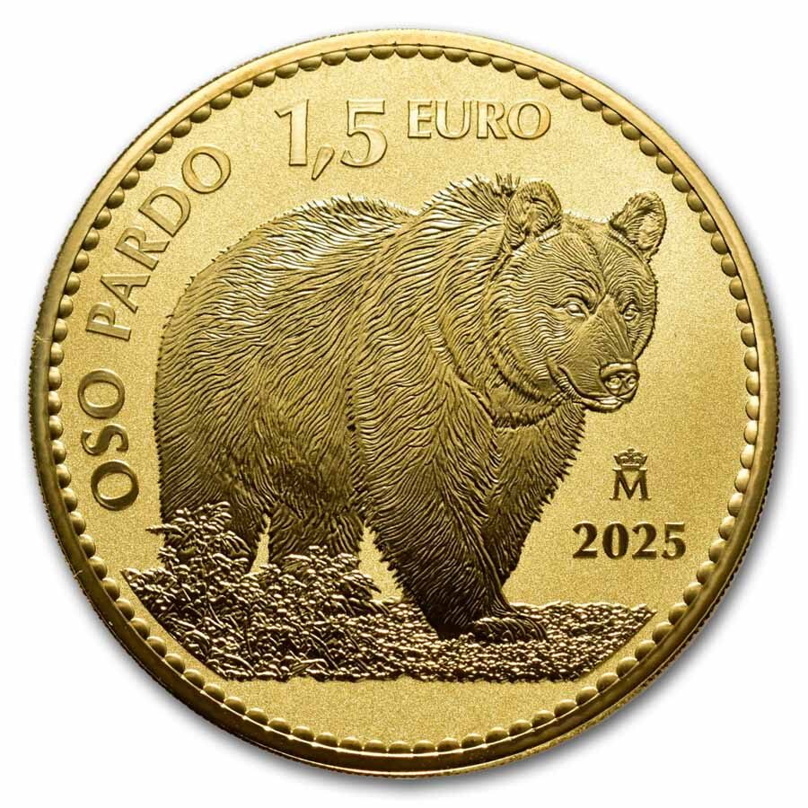 2025 Spain 1 oz Gold Reverse Proof Bear Doubloon