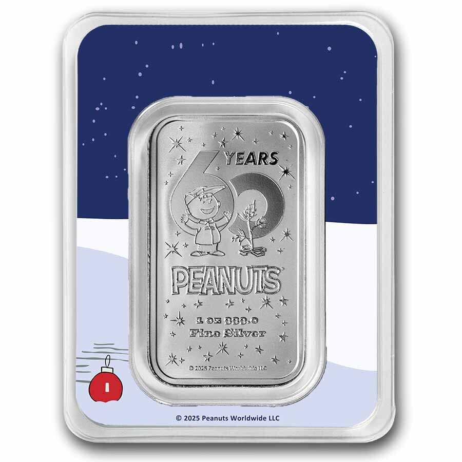 Peanuts® 60th A Charlie Brown Christmas 1 oz Colorized Silver Bar