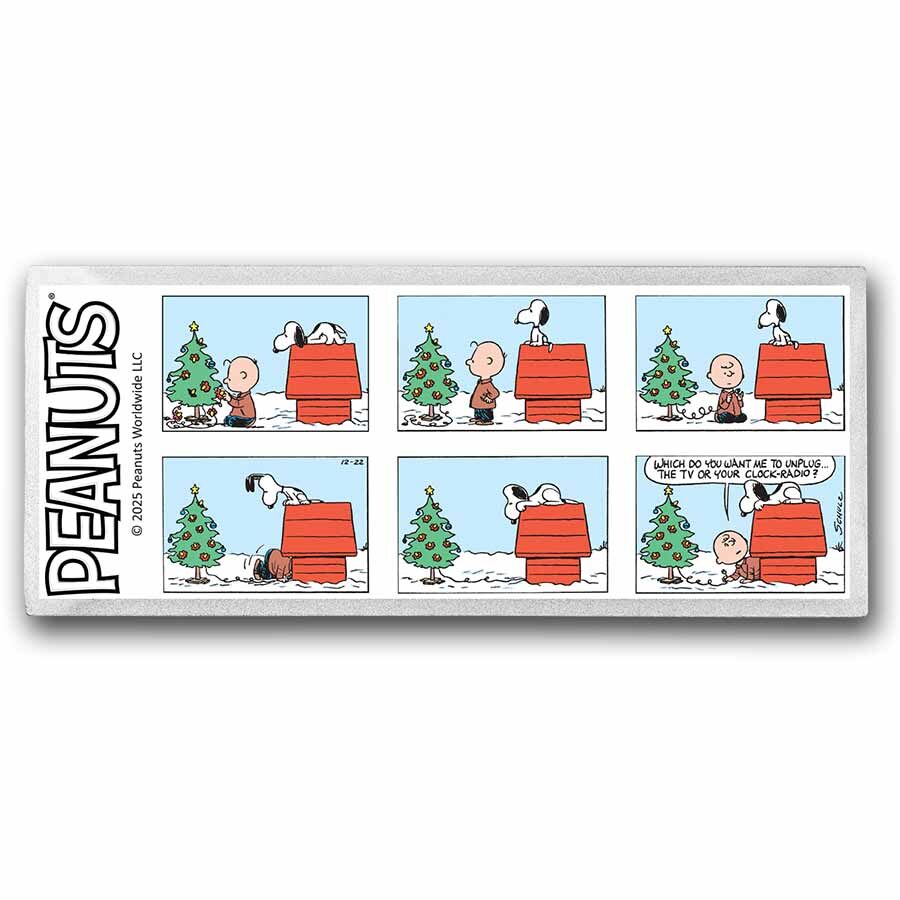Peanuts® Snoopy & Charlie Brown Christmas Comic 4 oz Silver Bar