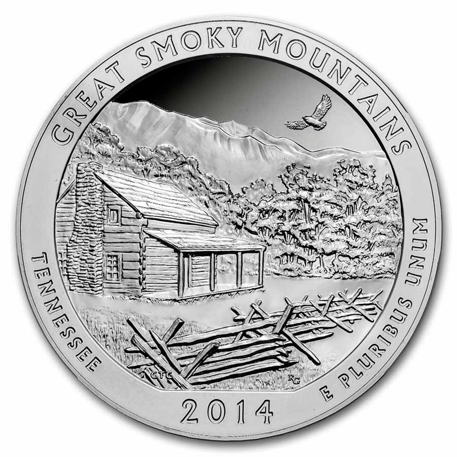 2014 5 oz Silver ATB Great Smoky Mountains MS-69 PL NGC