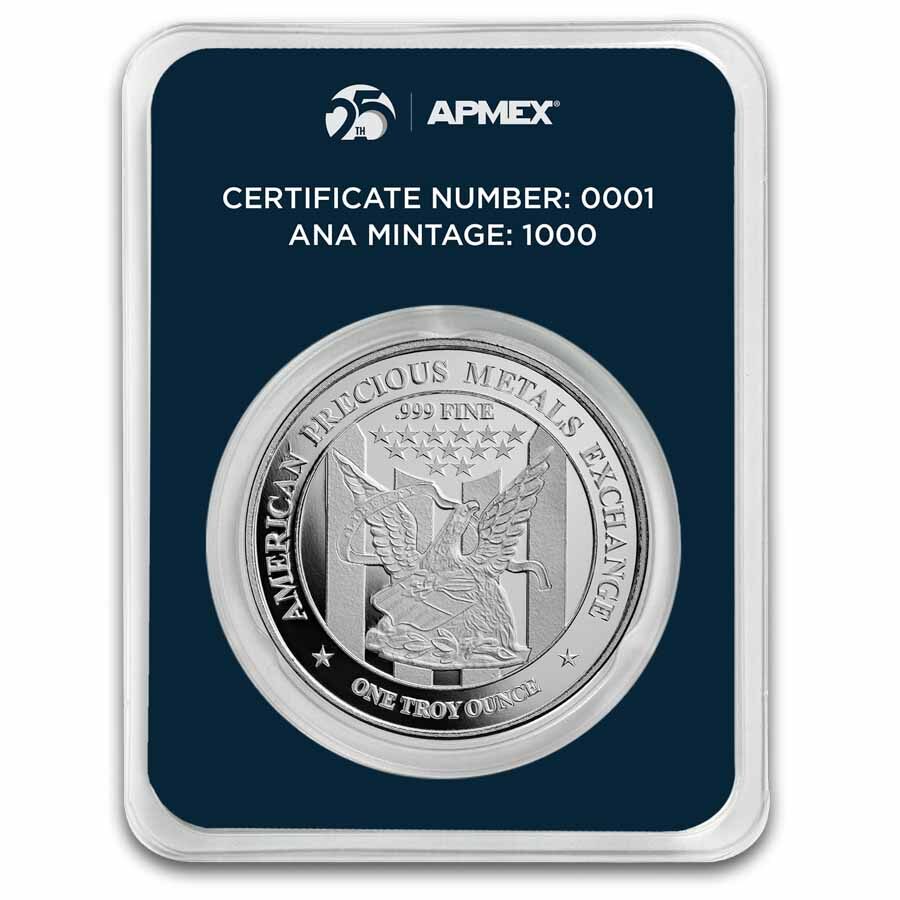 1 oz Silver Round - APMEX 25th Anniversary (OKC ANA TEP)