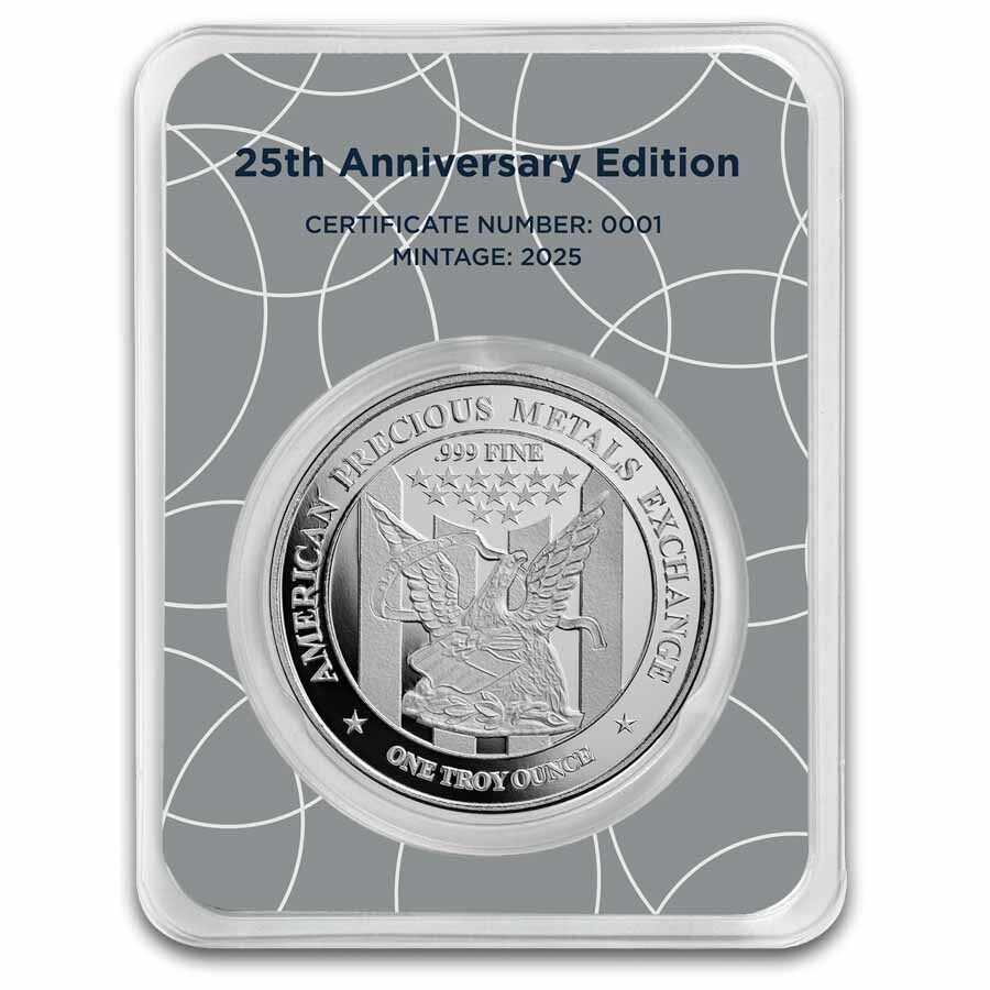 1 oz Silver Round - APMEX 25th Anniversary (in TEP)