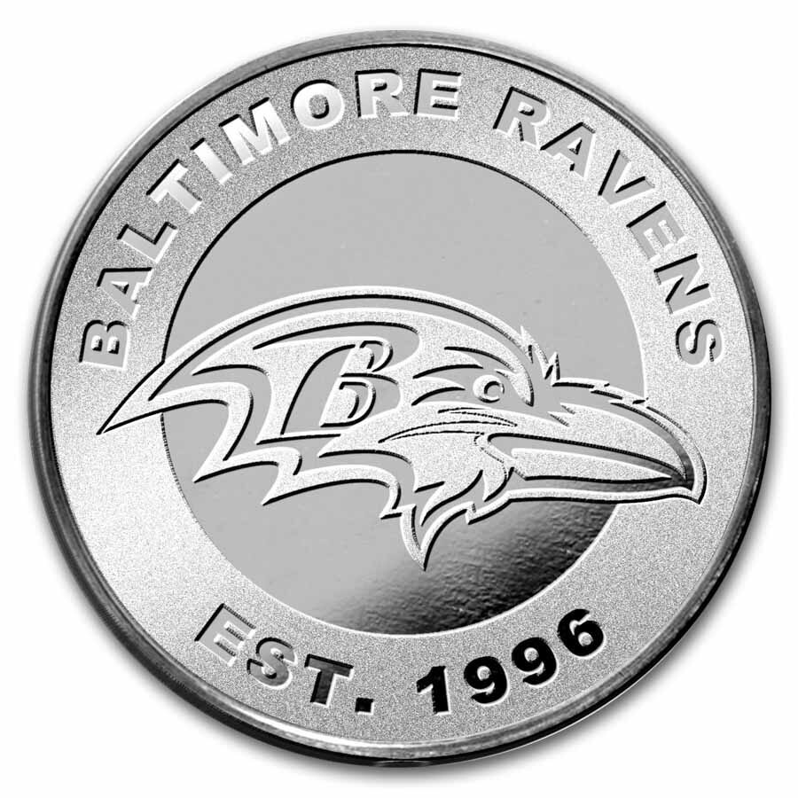 NFL Baltimore Ravens 1 oz Silver Round (w/Box)