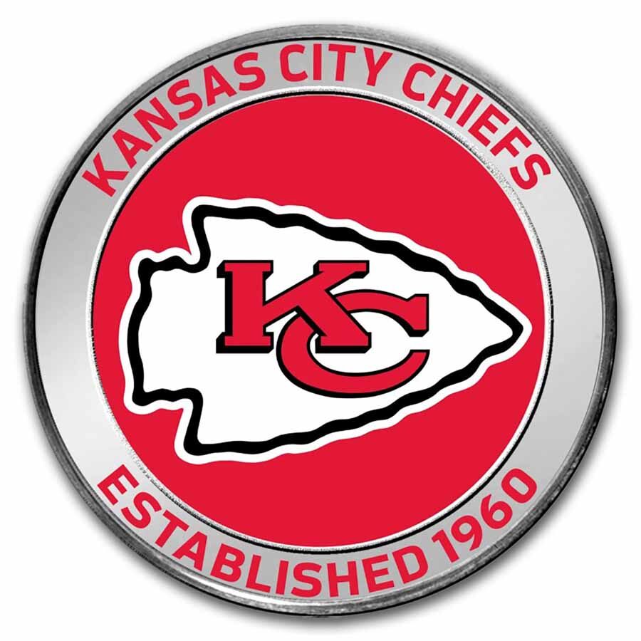 NFL Kansas City Chiefs 1 oz Silver Colorized Round (w/Box)