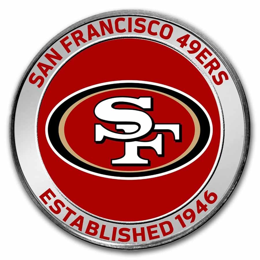 NFL San Francisco 49ers 1 oz Silver Colorized Round (w/Box)