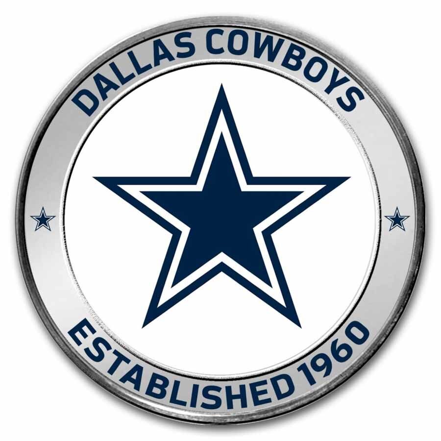 NFL Dallas Cowboys 1 oz Silver Colorized Round (w/Box)