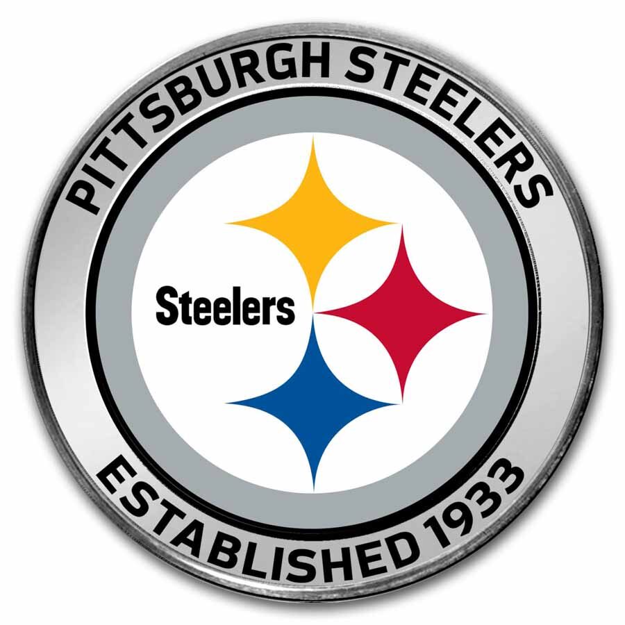 NFL Pittsburgh Steelers 1 oz Silver Colorized Round (w/Box)