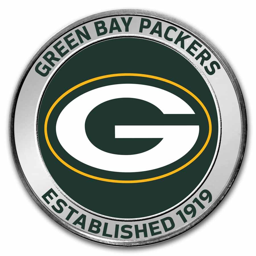NFL Green Bay Packers 1 oz Silver Colorized Round (w/Box)