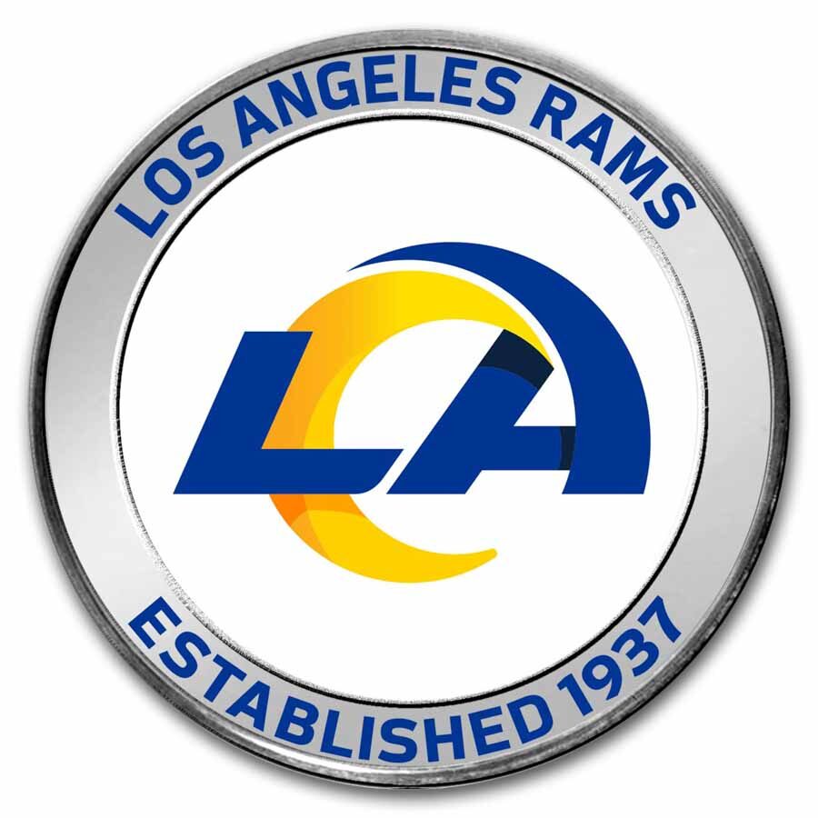 NFL Los Angeles Rams 1 oz Silver Colorized Round (w/Box)
