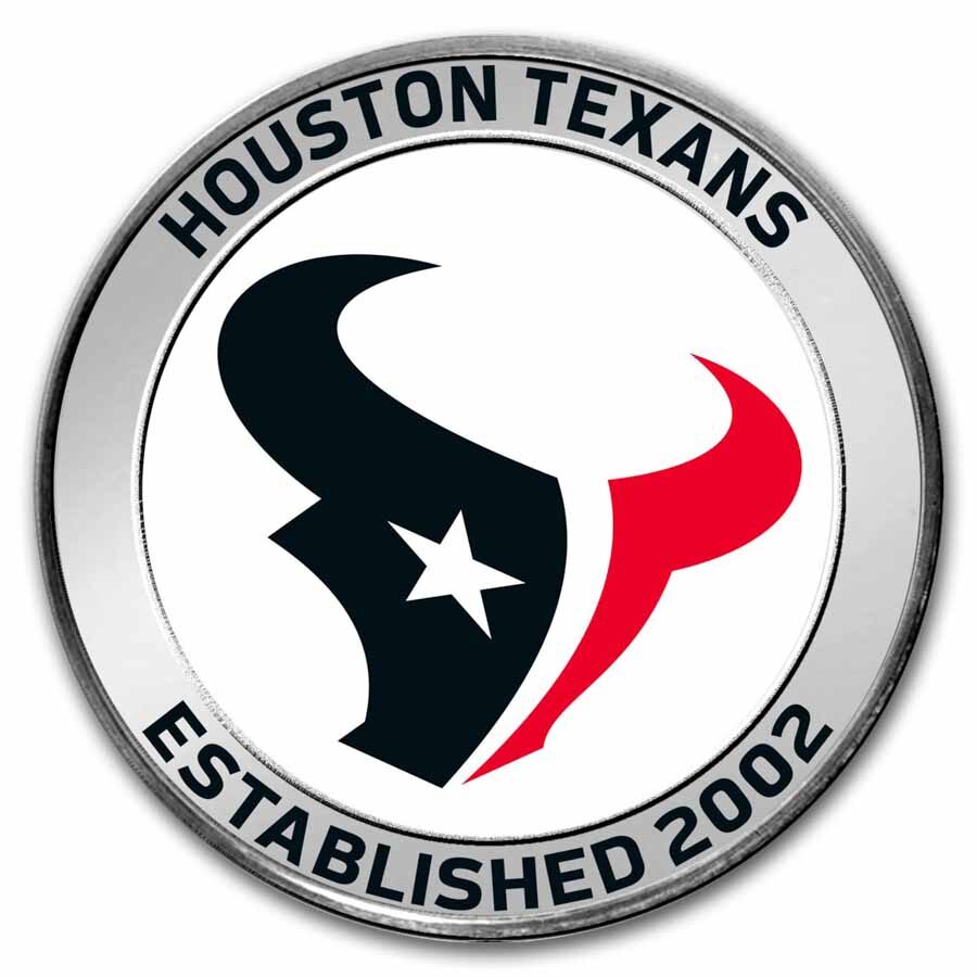 NFL Houston Texans 1 oz Silver Colorized Round (w/Box)